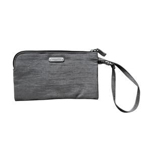 Baggalini Gray Wristlet RFID Wallet Clutch Nylon Classic Minimalist Basic Casual